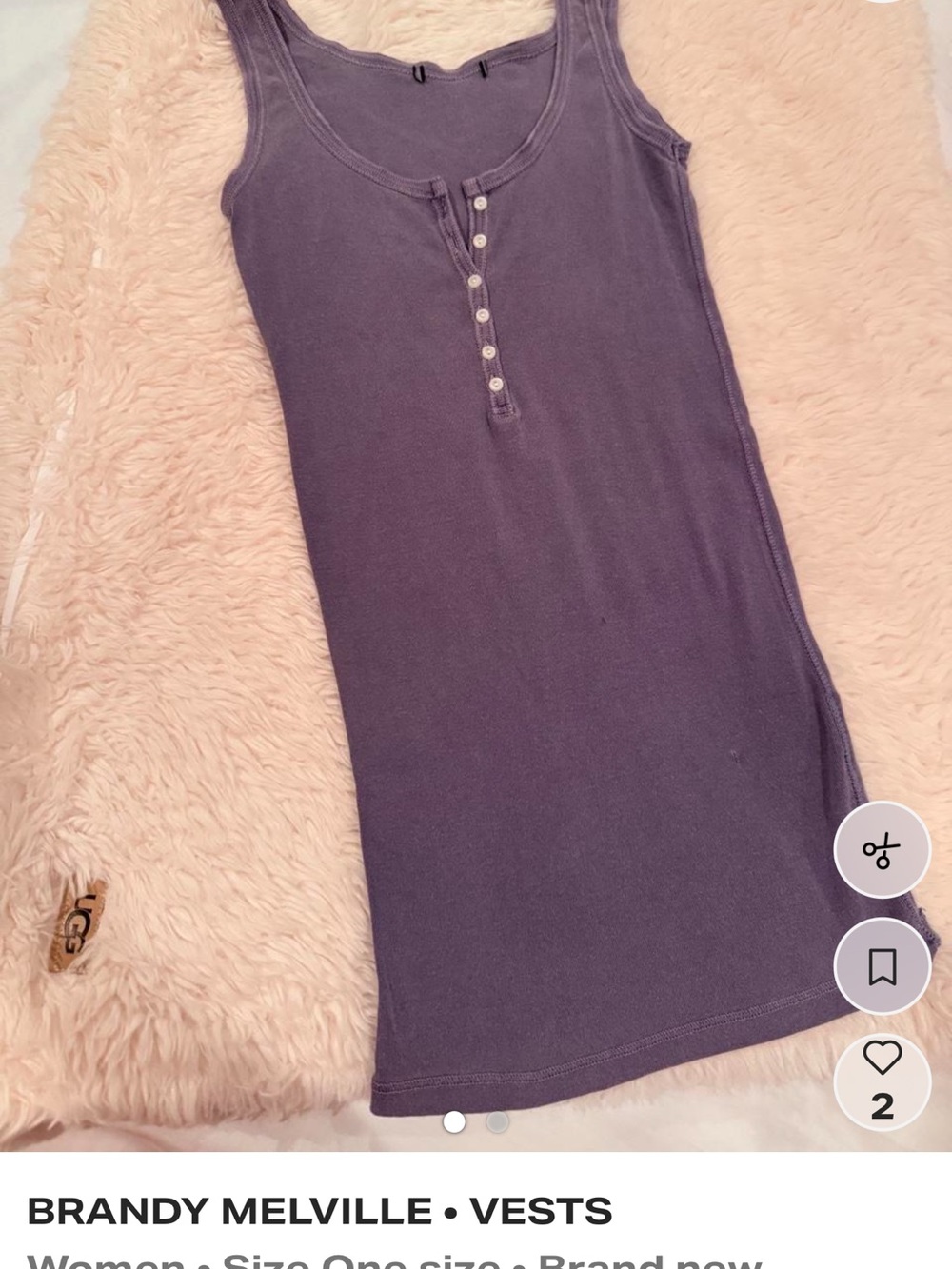 Brandy Melville Mauve Ribbed Henley Tank